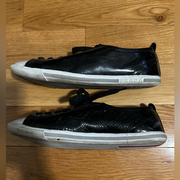 Black Patent leather Prada Sneakers, size 8.5 - Picture 3 of 6